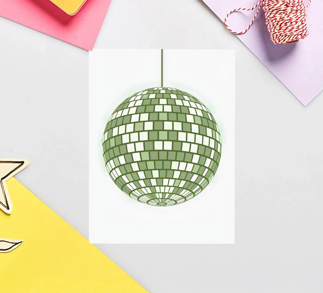 Emerald Disco Ball Retro Green Pop Art Party Print sticker by NorwesClub