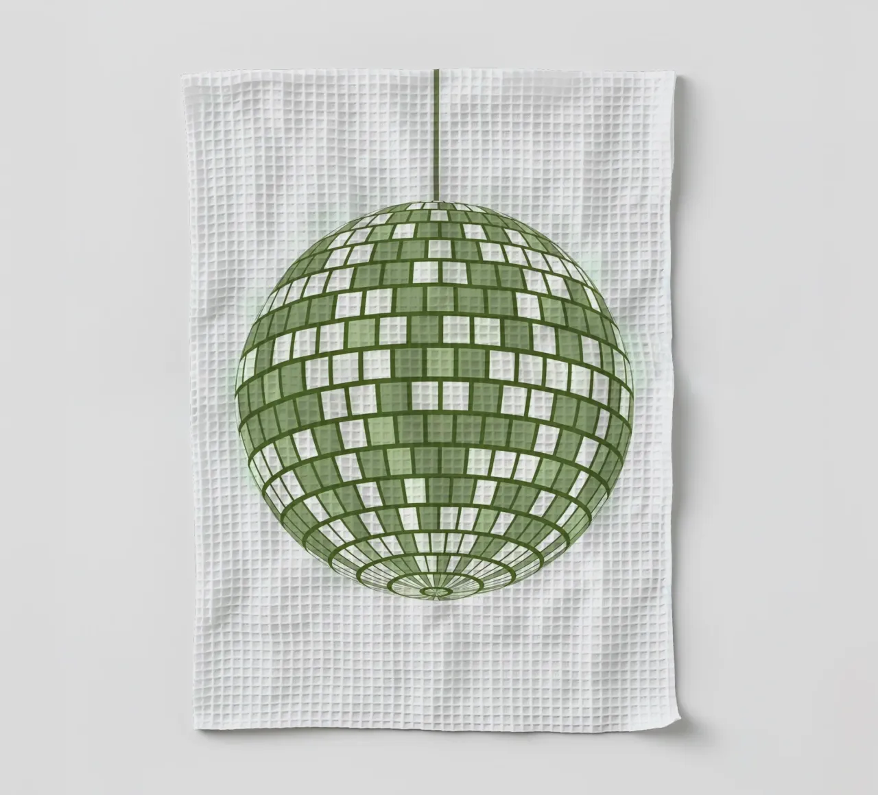Emerald Disco Ball Retro Green Pop Art Party Print torchon de NorwesClub