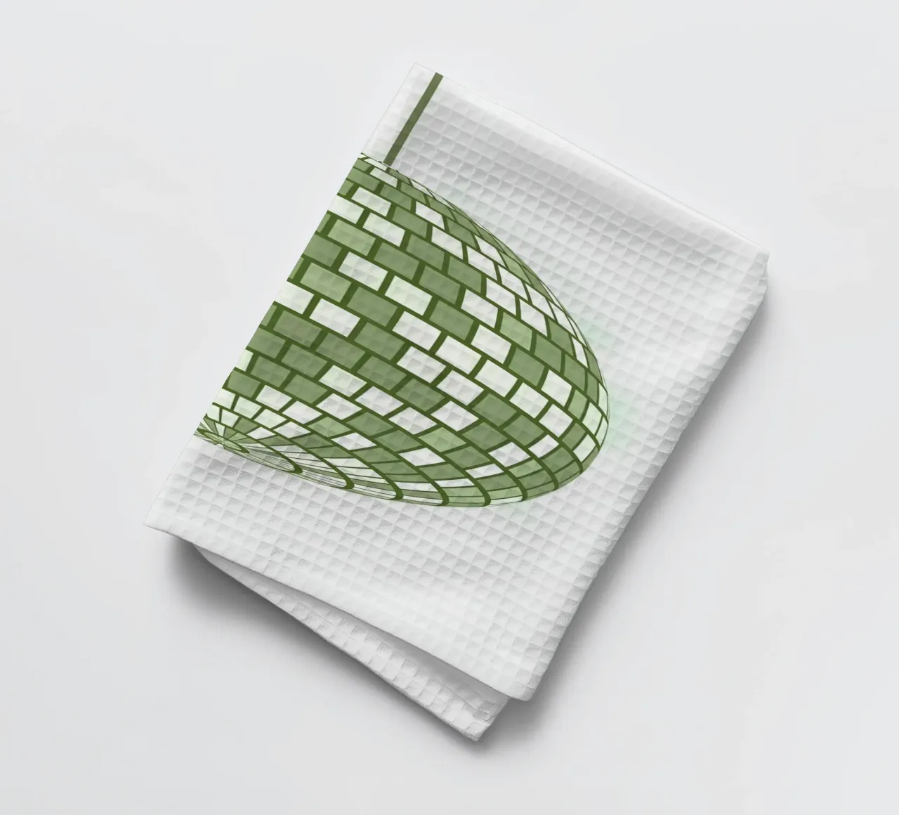 Emerald Disco Ball Retro Green Pop Art Party Print torchon de NorwesClub