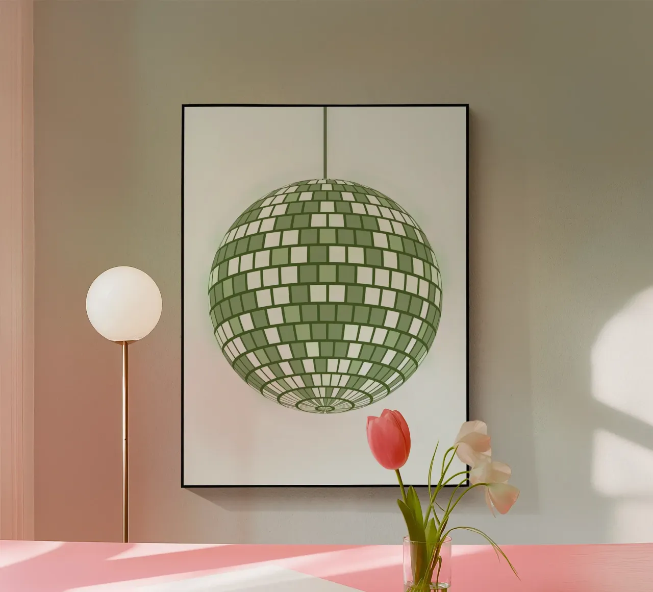 Esmeralda Disco Ball Retro Verde Pop Art Party Print metacrilato de NorwesClub