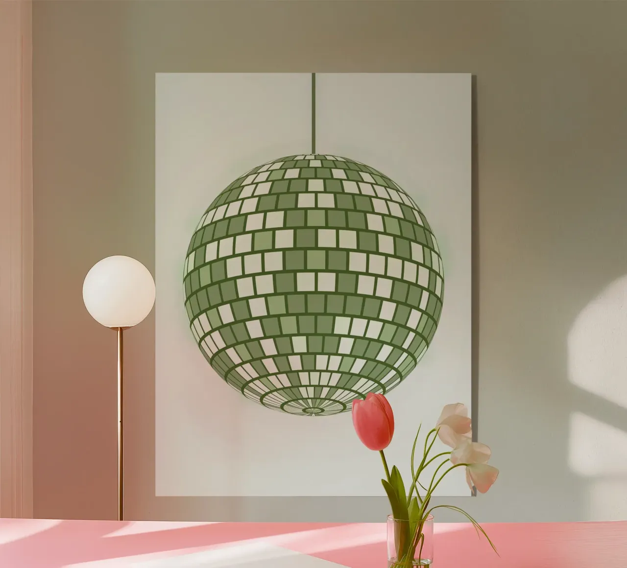 Esmeralda Disco Ball Retro Verde Pop Art Party Print metacrilato de NorwesClub