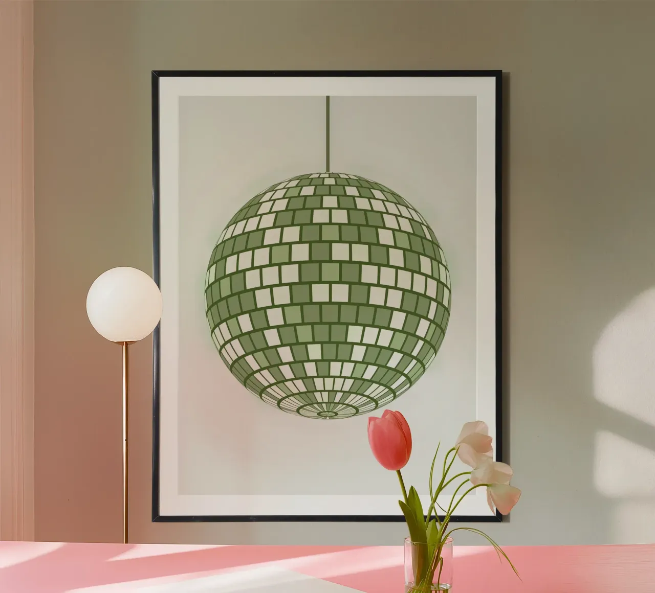 Emerald Disco Bal Retro Groen Pop Art Party Print hahnemühle van NorwesClub