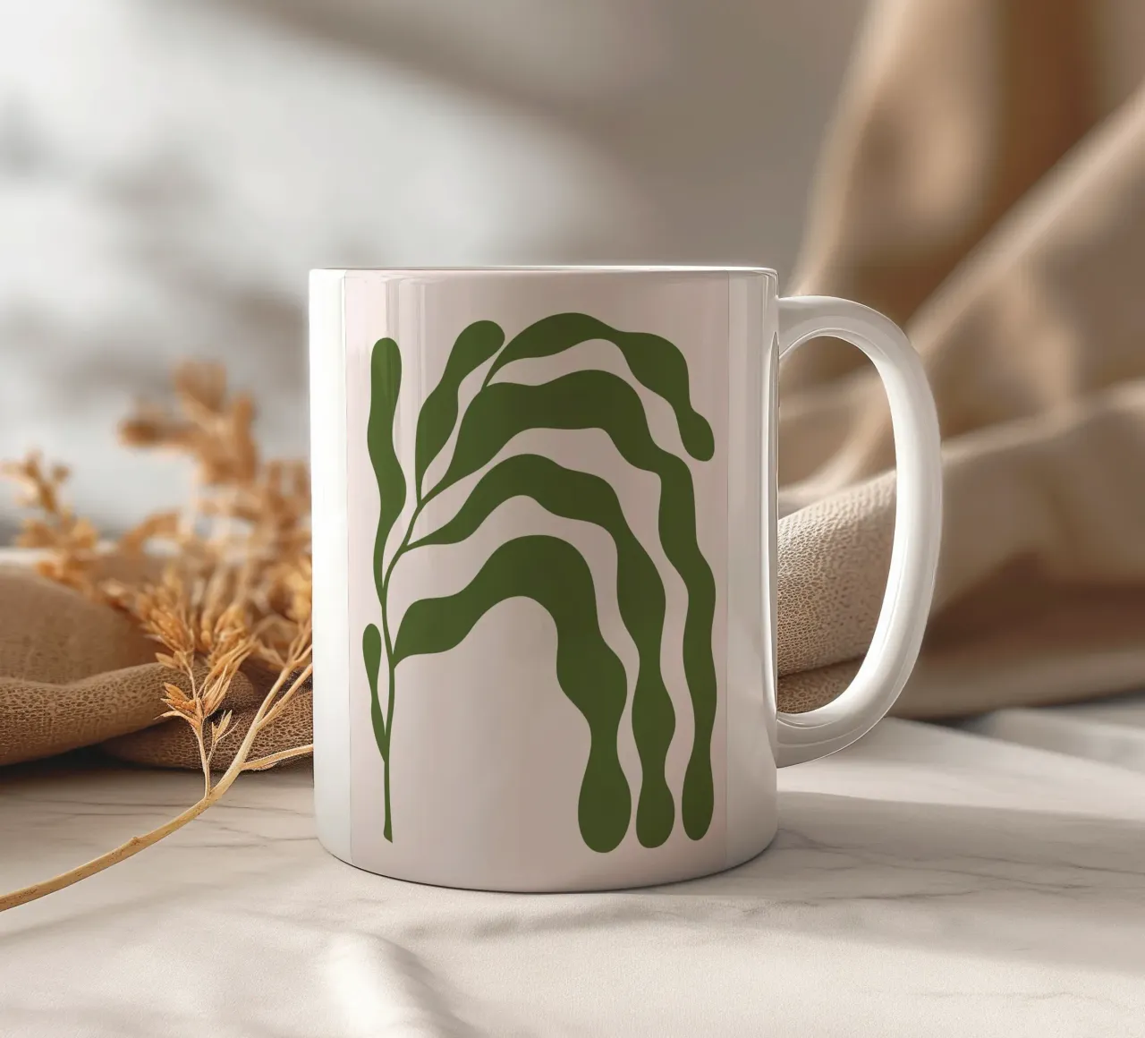 Minimalistische organisch groene abstracte kunstdruk keramische mok van NorwesClub