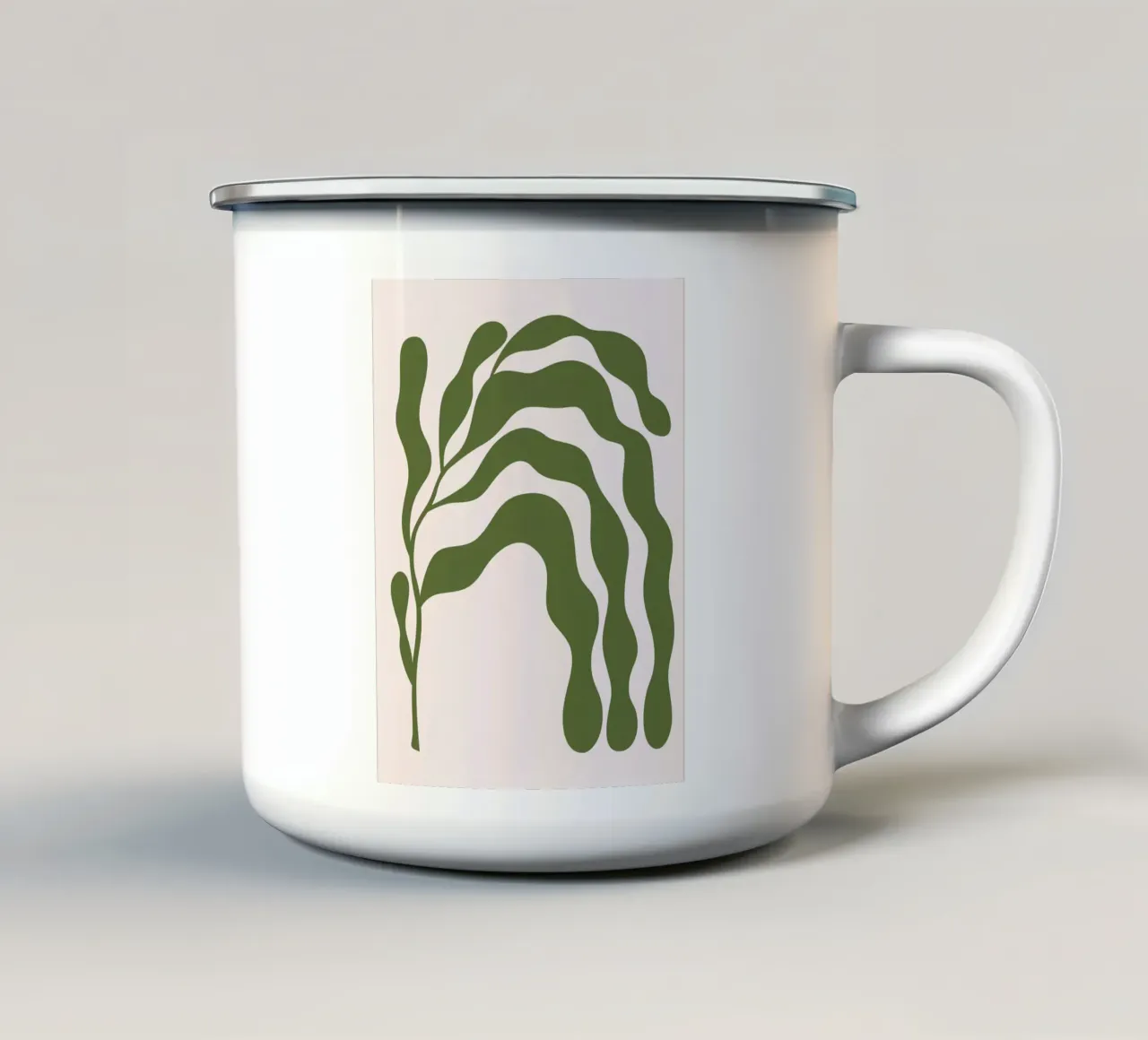 Minimalistische organisch groene abstracte kunstdruk emaille mok van NorwesClub