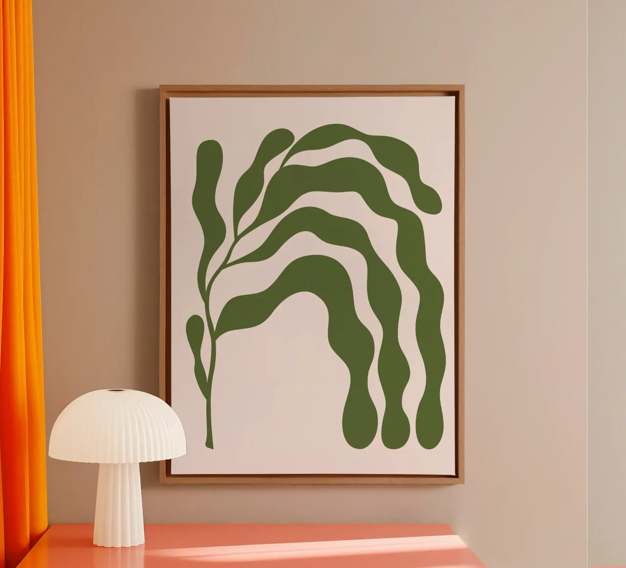 Minimalistische organisch groene abstracte kunstdruk canvas met Baklijst van NorwesClub