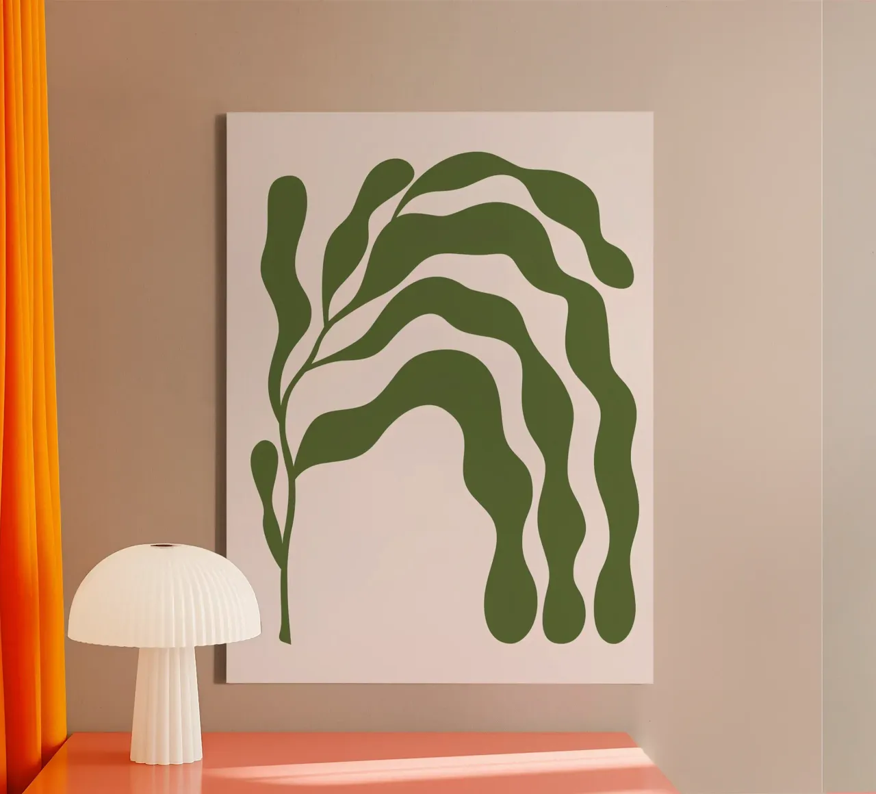 Minimalistische organisch groene abstracte kunstdruk canvas met Baklijst van NorwesClub