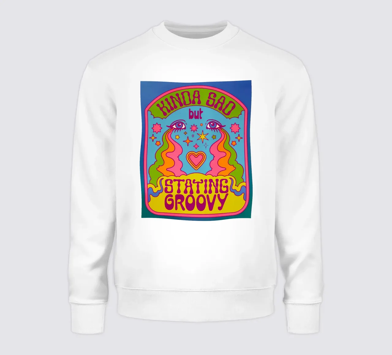 "Kinda Sad But Groovy" Retro Positieve Vibes Pop Art sweatshirt van NorwesClub