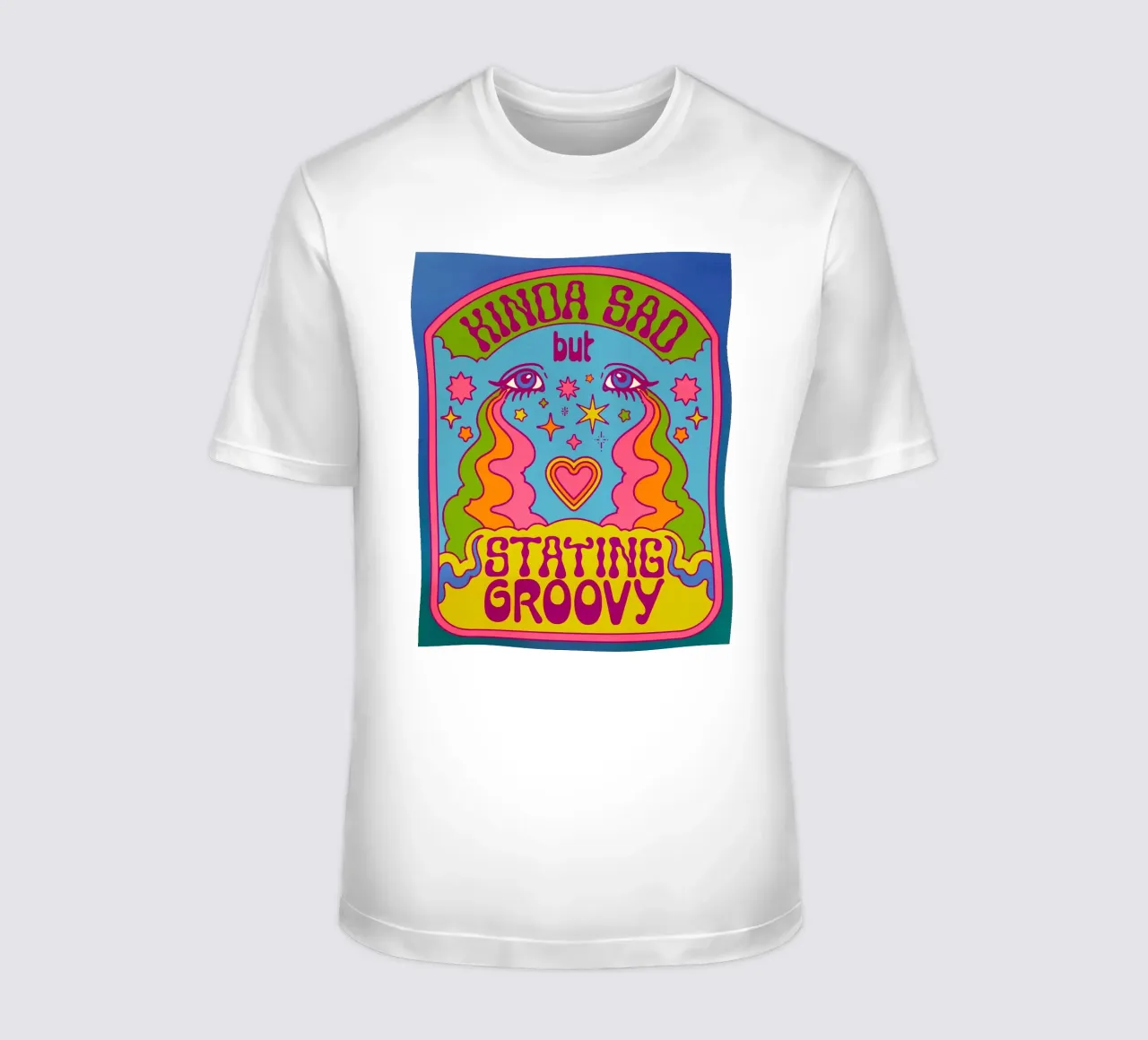 "Kinda Sad But Groovy" Retro Positieve Vibes Pop Art t-shirt van NorwesClub