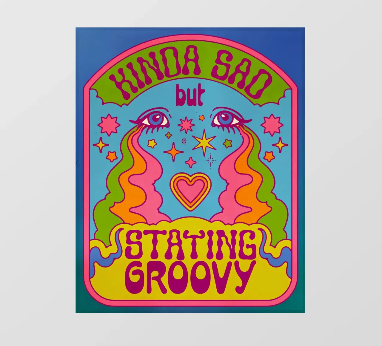 "Kinda Sad But Groovy" Retro Positieve Vibes Pop Art fotobehang van NorwesClub