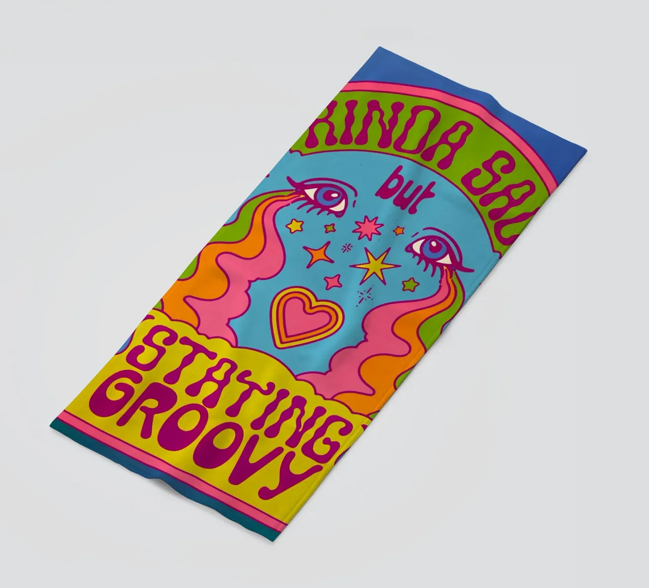 "Kinda Sad But Groovy" Retro Positieve Vibes Pop Art strandhanddoek van NorwesClub