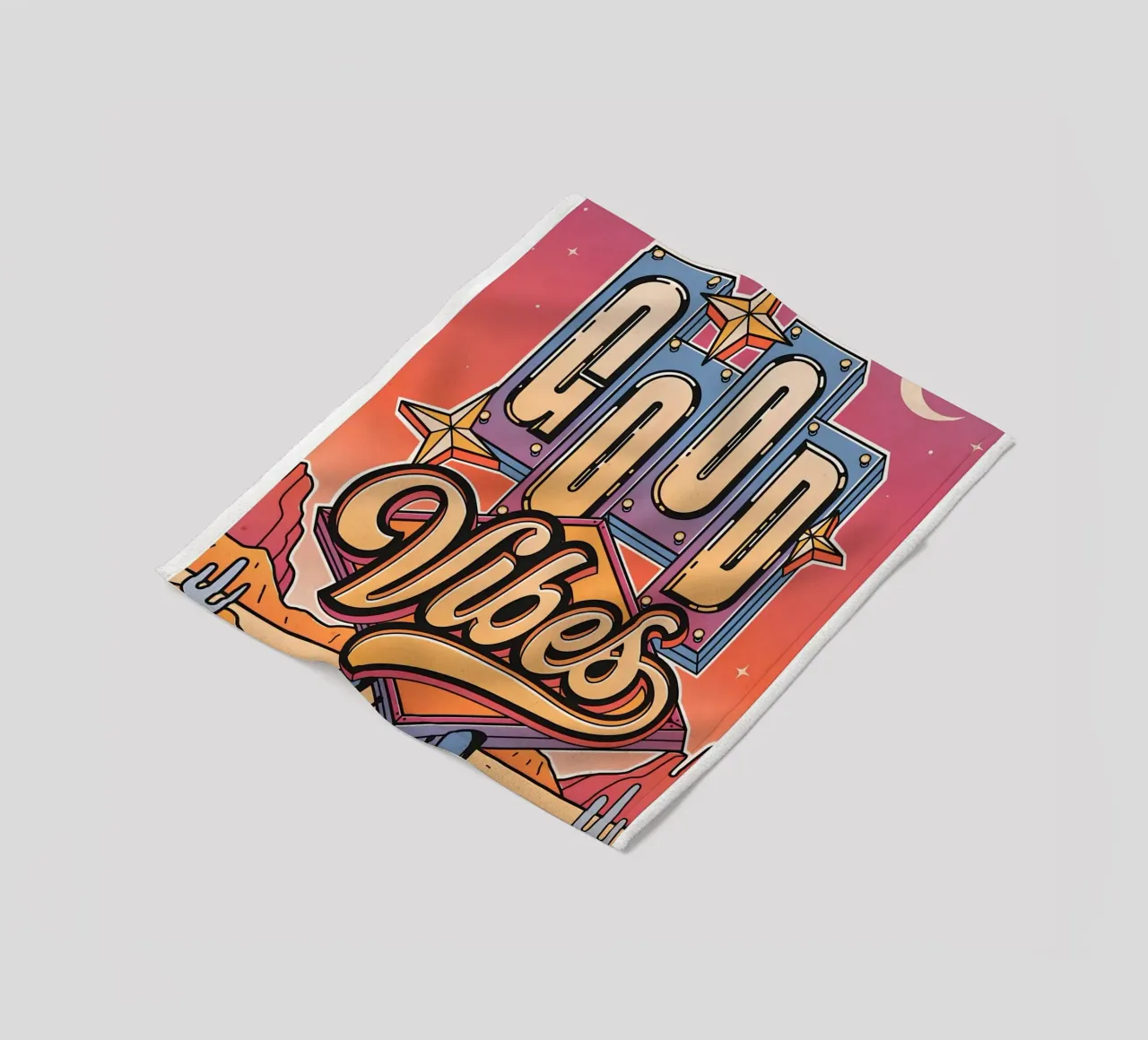 Segno "Good Vibes" Retro Neon Pop Art Groovy stampato coperta in pile da NorwesClub