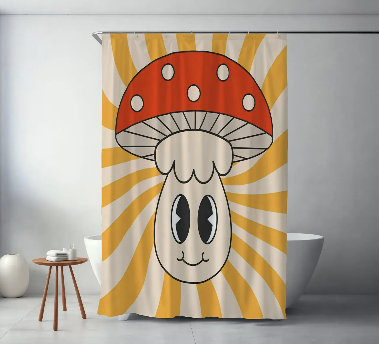 Psicodélico Lunares Seta Retro Groovy Pop Art cortina de baño de NorwesClub