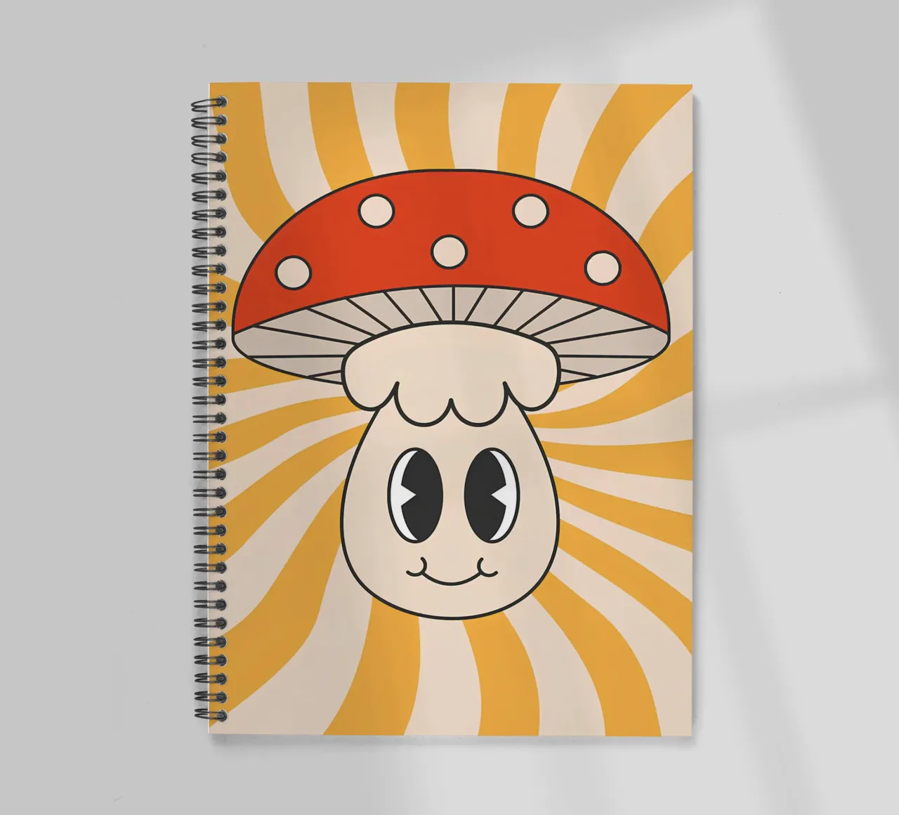 Psychedelic Polka Dot Mushroom Retro Groovy Pop Art spiral notebook by NorwesClub