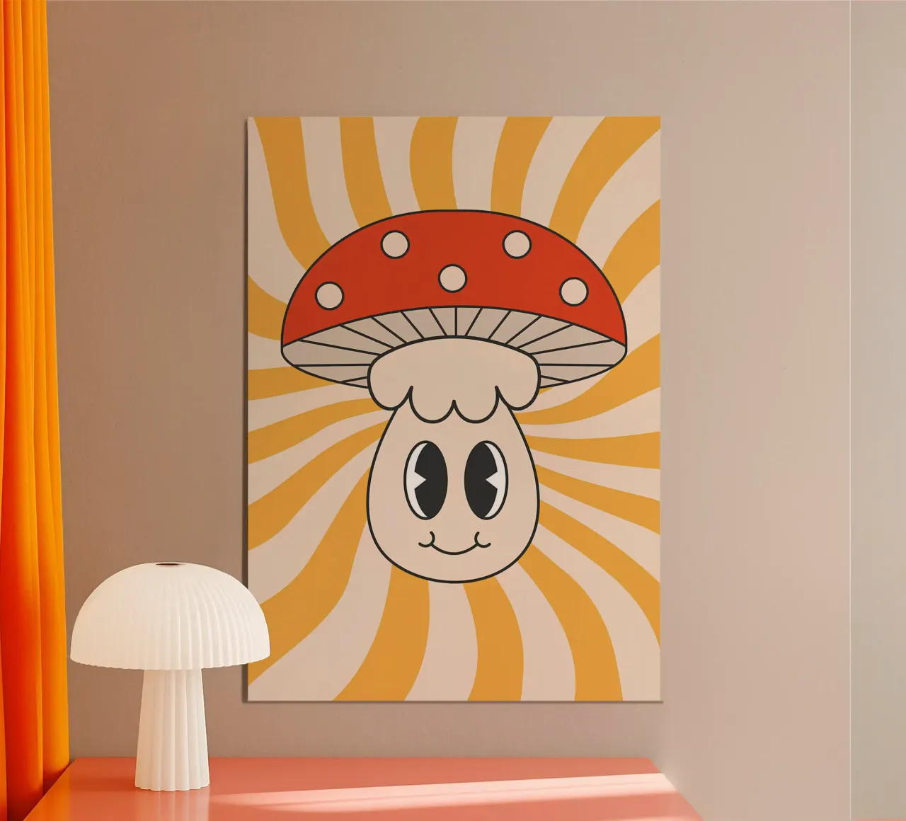 Fungo a pois psichedelico Retro Groovy Pop Art alluminio dibond da NorwesClub