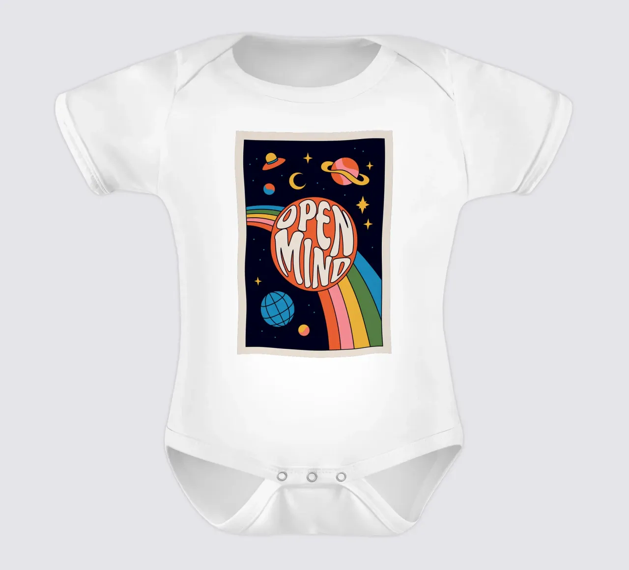 "Open Mind" Psychedelisch Retro 60s Abstract Pop Art babyrompertje korte mouwen van NorwesClub