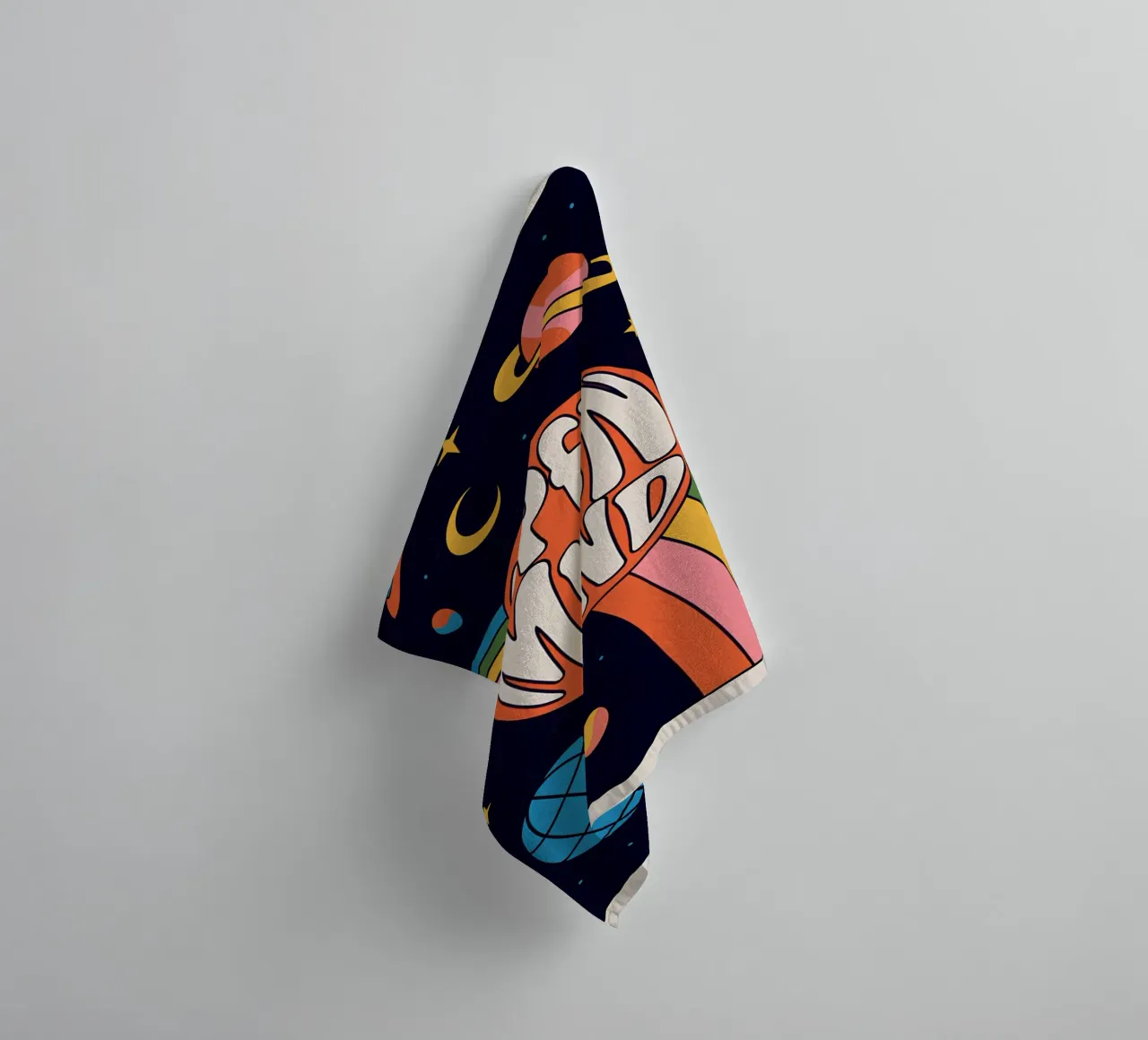 "Open Mind" Psychedelic Retro 60s Abstract Pop Art towel by NorwesClub