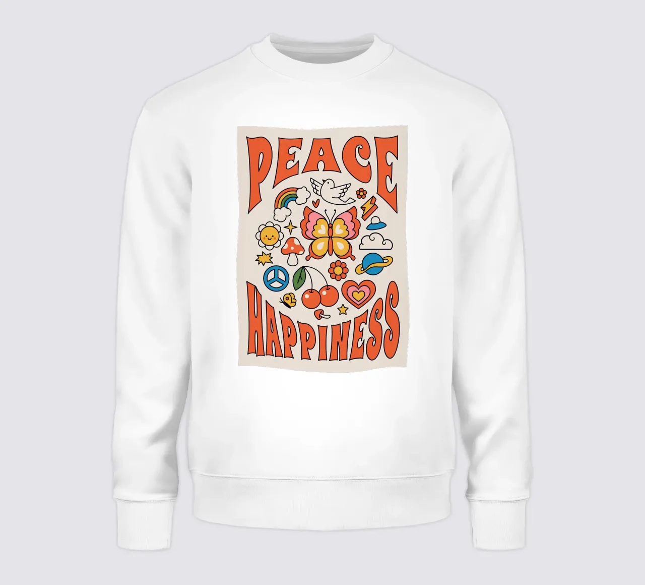 "Pace e felicità" Retro Psychedelic Floral Sun Pop Art felpa da NorwesClub
