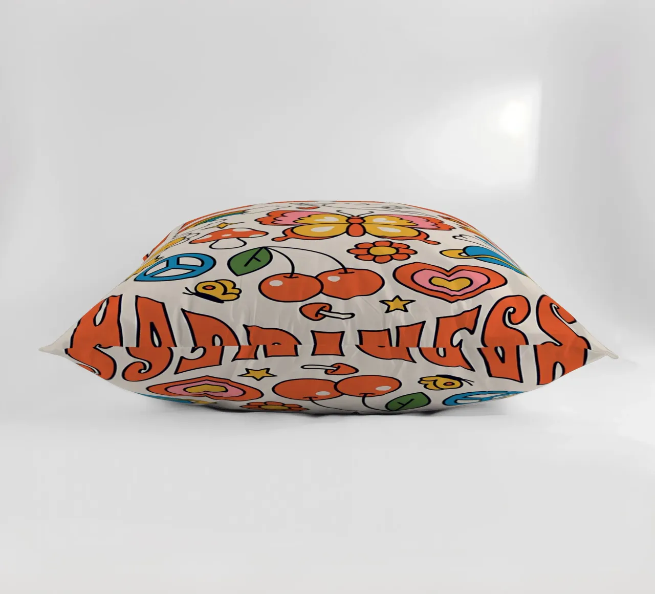 "Pace e felicità" Retro Psychedelic Floral Sun Pop Art cuscino da NorwesClub