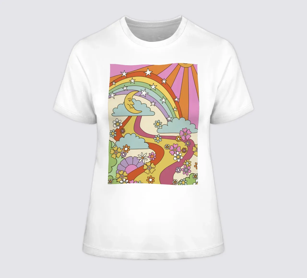 Marta Olga Klara Psychedelic 70s Abstract Groovy Print camiseta de mujer de NorwesClub