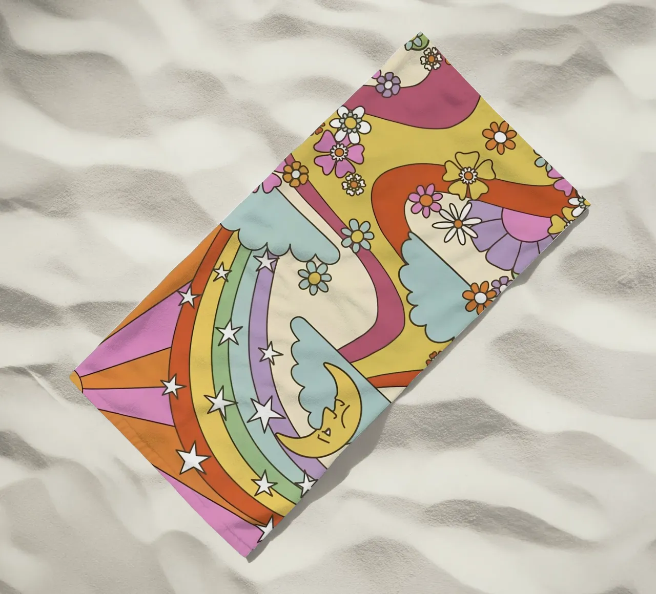 Marta Olga Klara Psychedelic 70s Abstract Groovy Print toalla de playa de NorwesClub