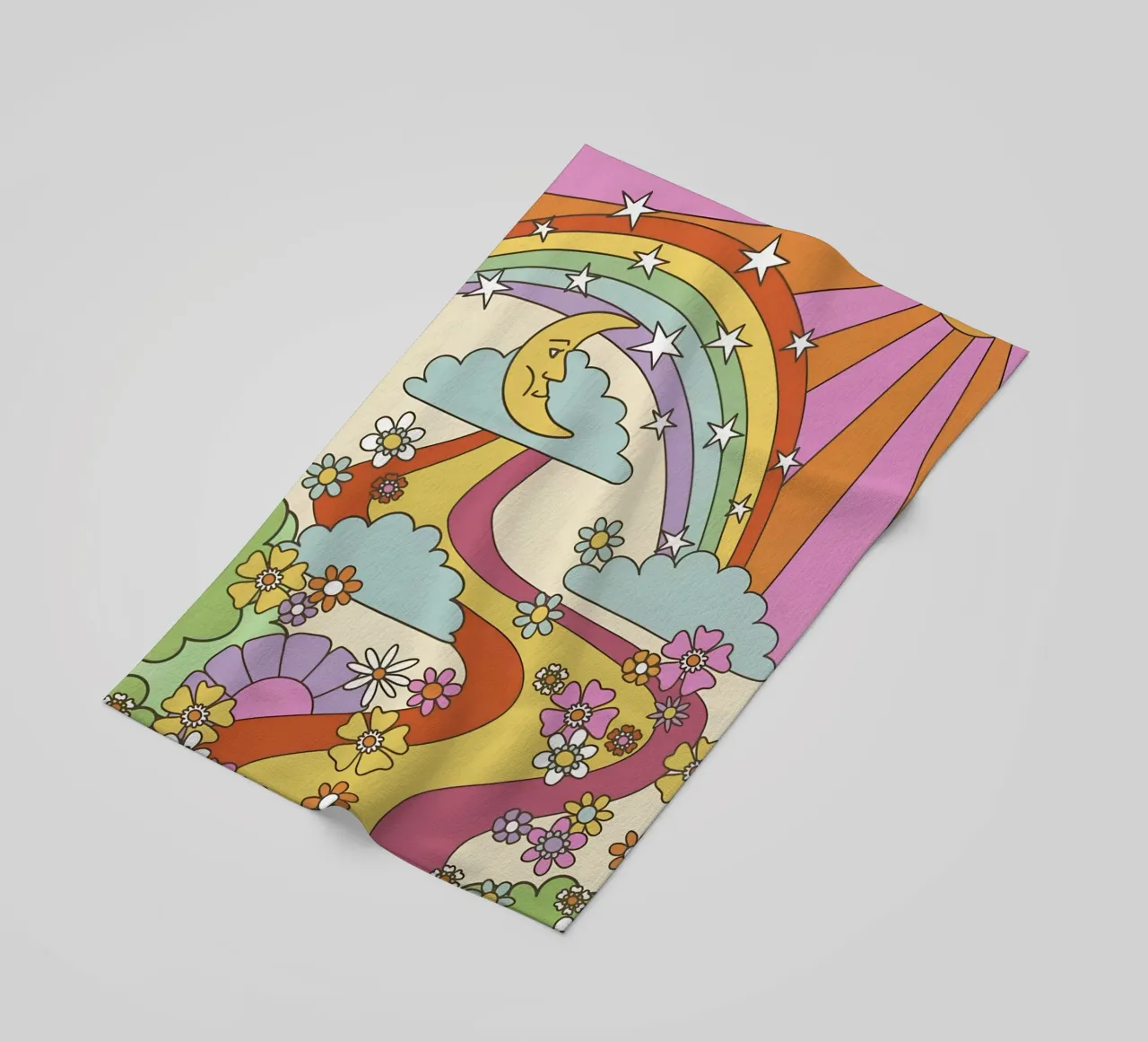Marta Olga Klara Psychedelic 70s Abstract Groovy Print toalla de playa de NorwesClub