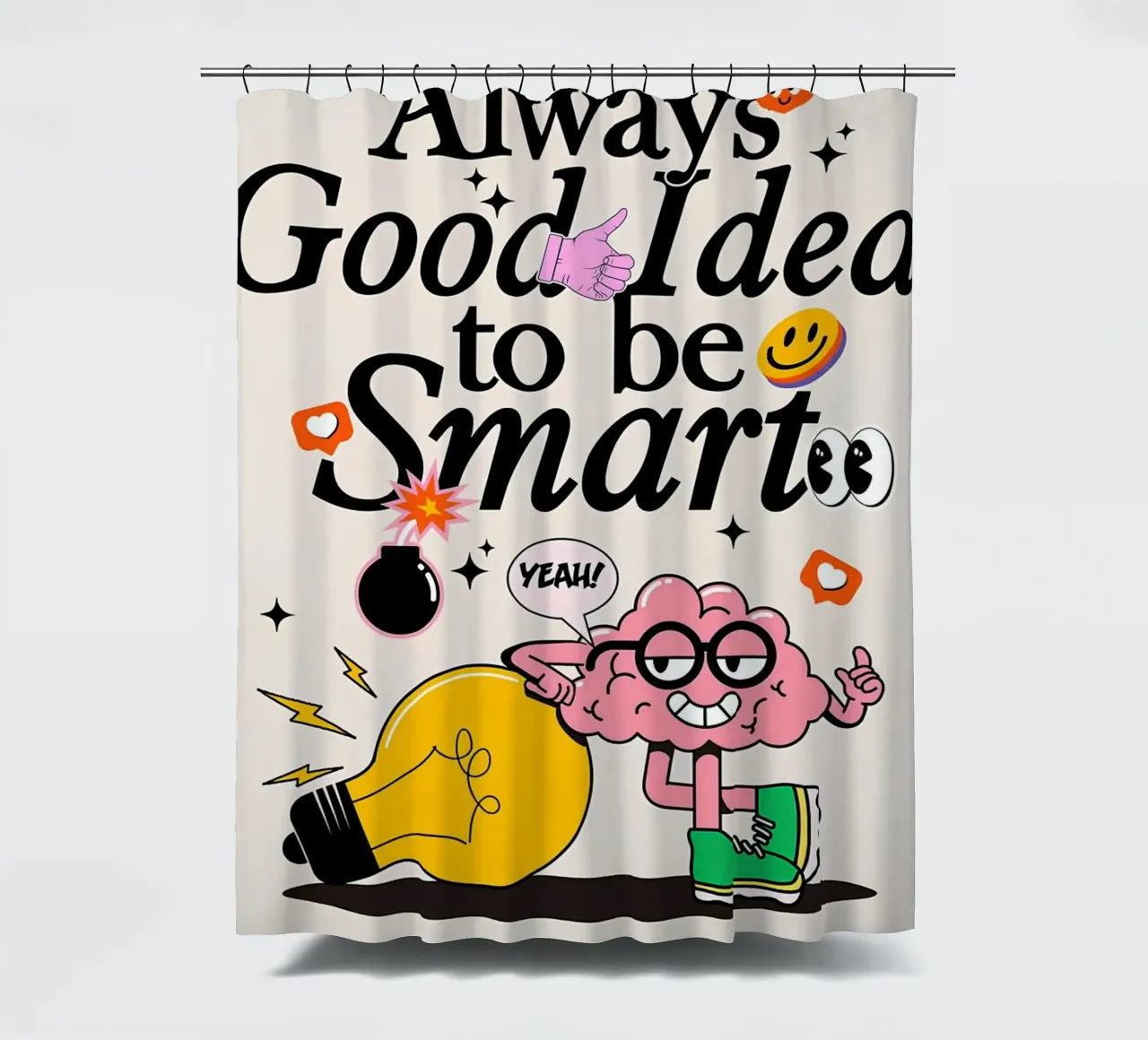 "Sempre una buona idea essere intelligenti" Pop Art di saggezza retrò tenda da doccia da NorwesClub