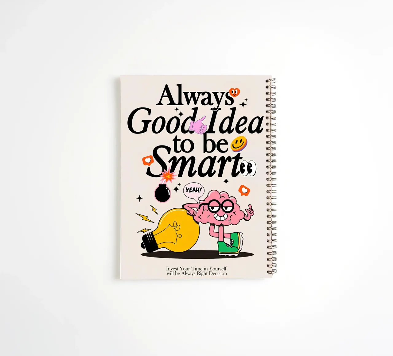 "Always Good Idea To Be Smart" Retro Wisdom Pop Art spiral notebook by NorwesClub