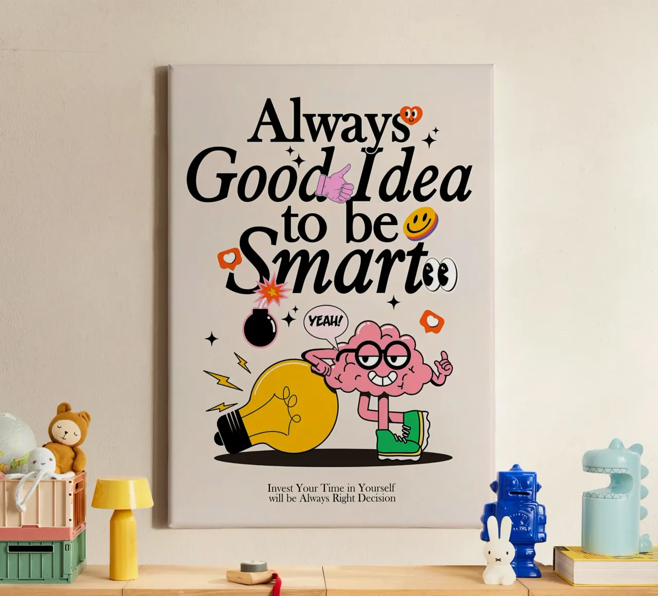 "Sempre una buona idea essere intelligenti" Pop Art di saggezza retrò tela da NorwesClub
