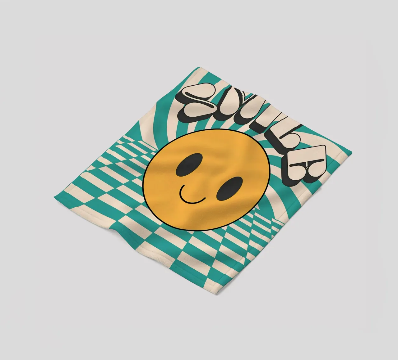 "Smile" Groovy Vrolijk Gezicht Retro Pop Art Gele Print fleecedeken van NorwesClub