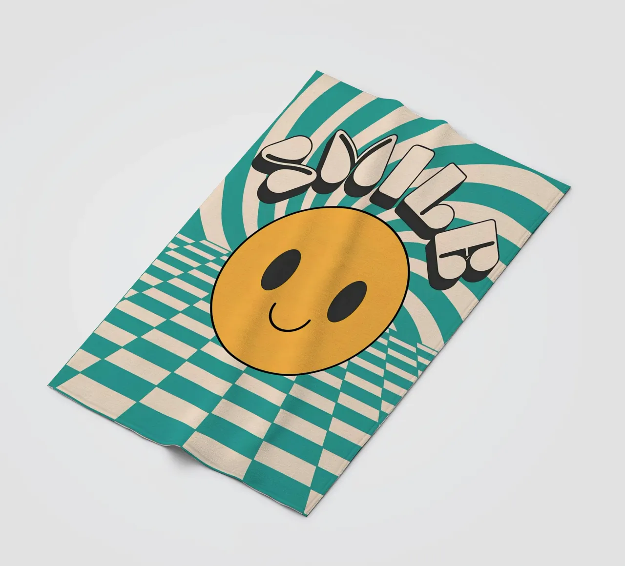 "Smile" Groovy Vrolijk Gezicht Retro Pop Art Gele Print fleecedeken van NorwesClub