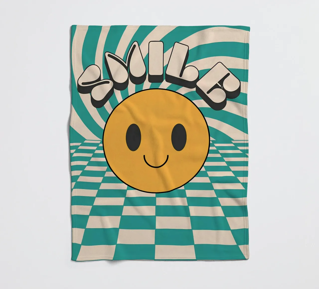 "Smile" Groovy Vrolijk Gezicht Retro Pop Art Gele Print fleecedeken van NorwesClub