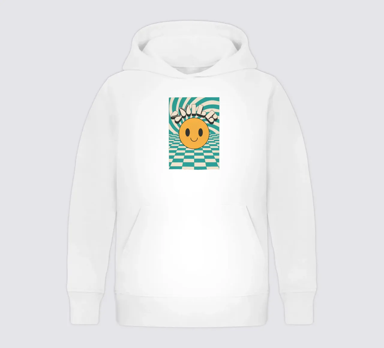 "Smile" Groovy Happy Face Retro Pop Art Yellow Print sudadera con capucha para niño de NorwesClub
