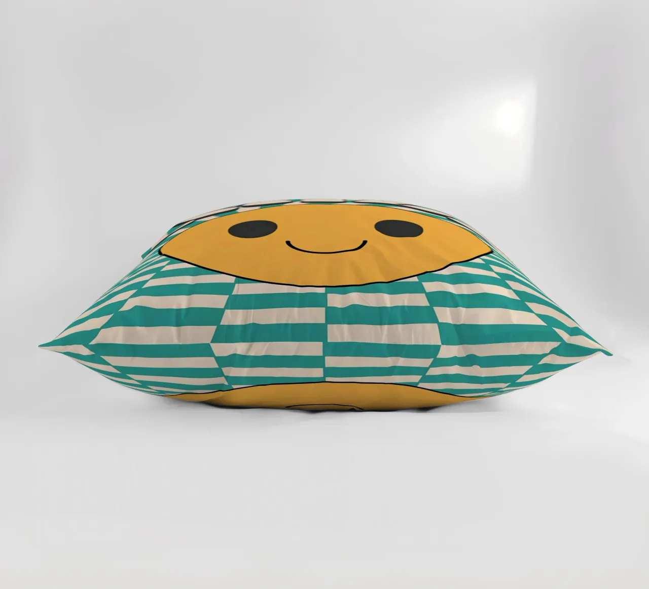 "Smile" Faccia felice groovy Retro Pop Art Stampa gialla cuscino da NorwesClub