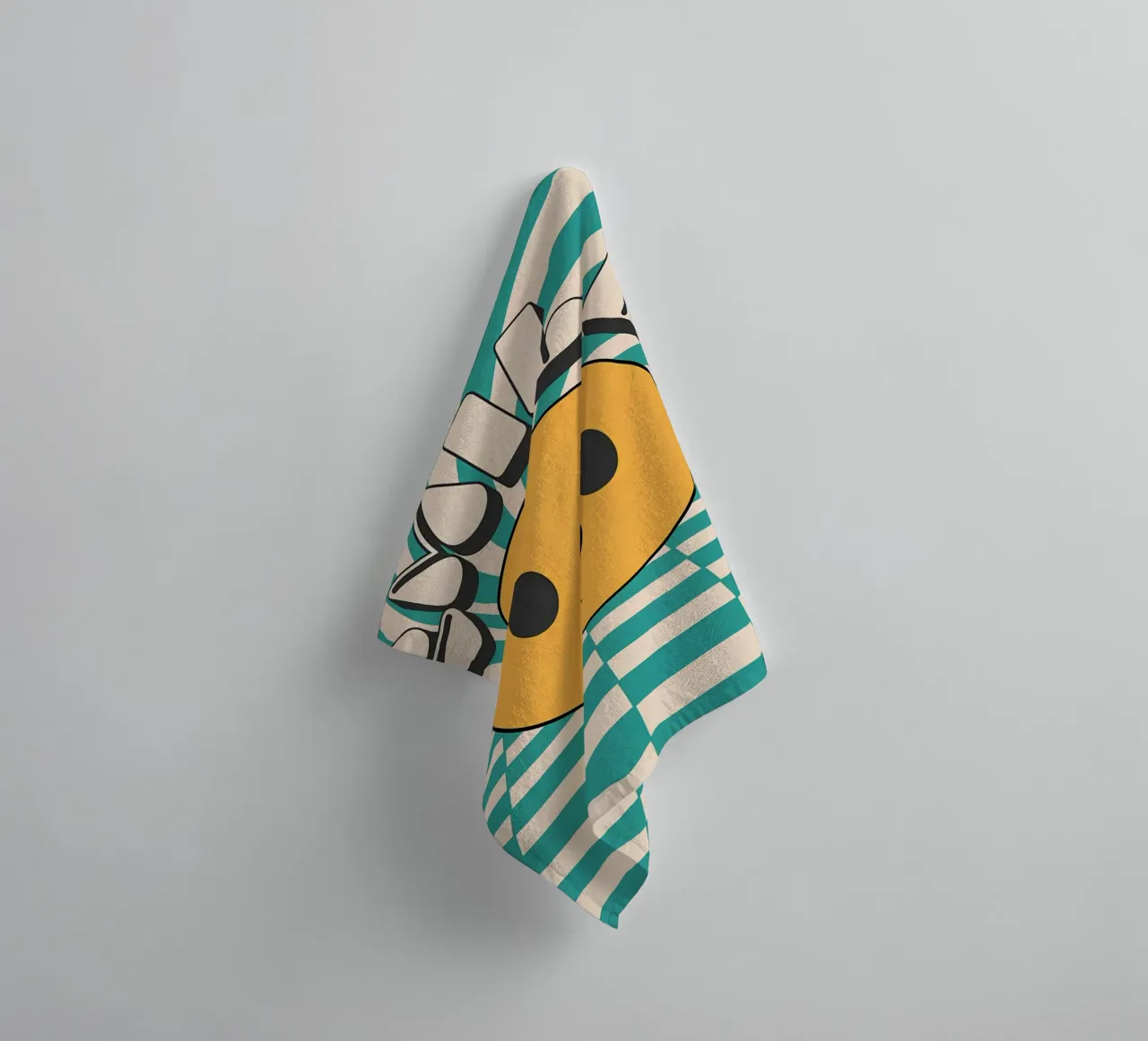 "Smile" Groovy Vrolijk Gezicht Retro Pop Art Gele Print badhanddoek van NorwesClub