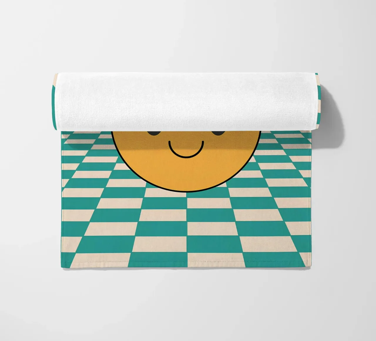 "Smile" Faccia felice groovy Retro Pop Art Stampa gialla telo mare da NorwesClub