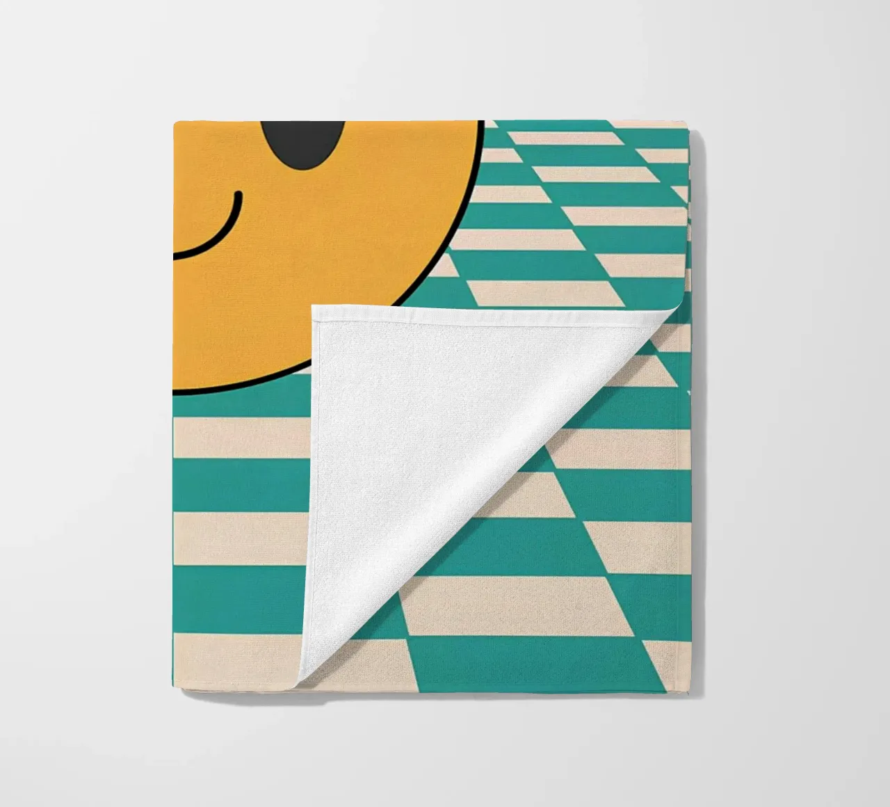 "Smile" Faccia felice groovy Retro Pop Art Stampa gialla telo mare da NorwesClub