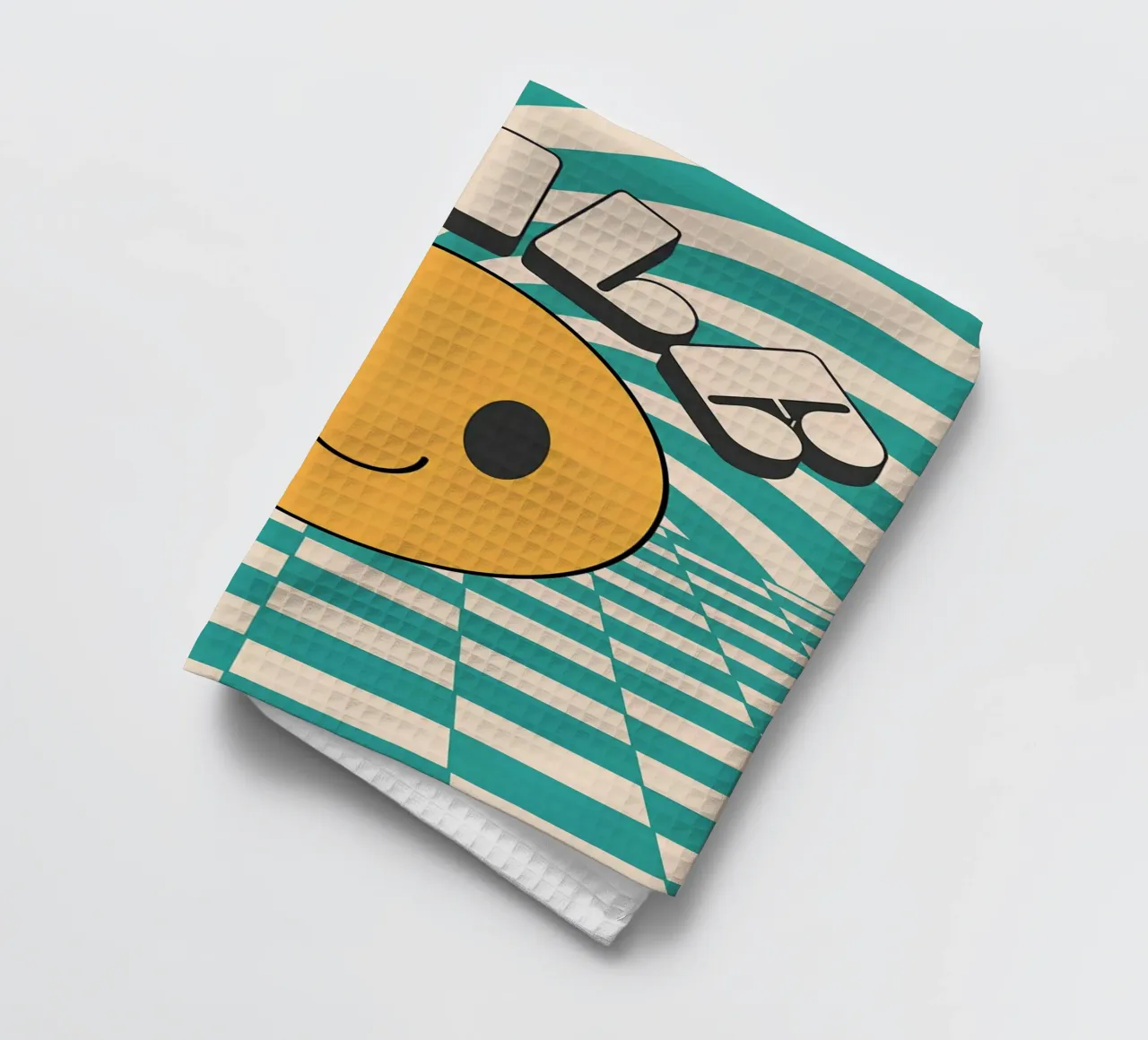 "Smile" Groovy Happy Face Retro Pop Art Yellow Print torchon de NorwesClub