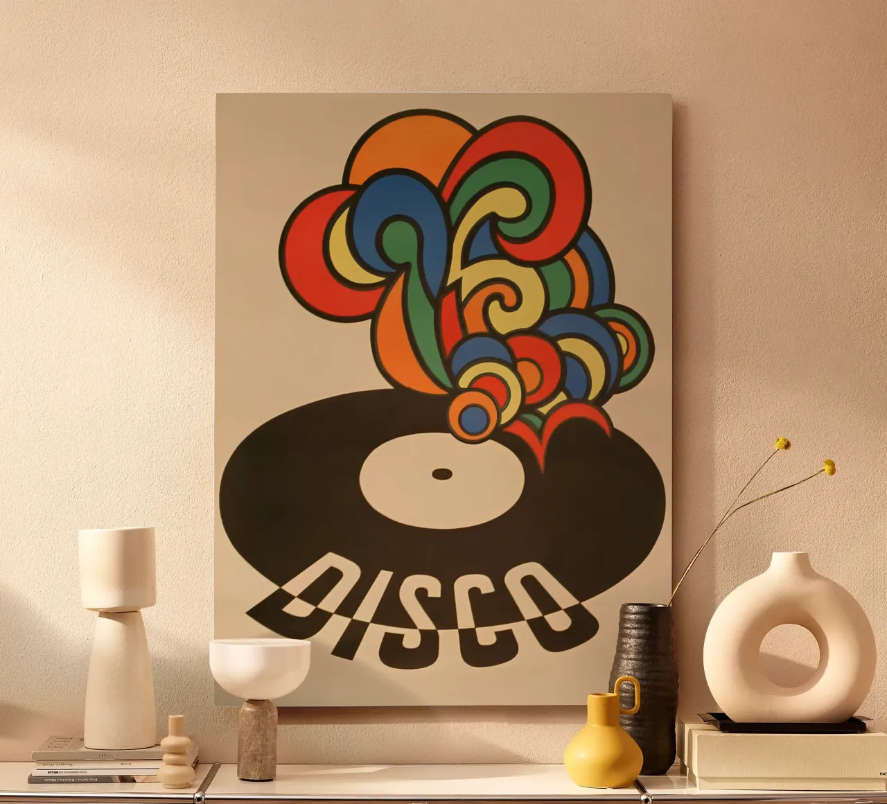 "Delizie in vinile" Pop Art astratta retrò degli anni '70, funky alluminio dibond da NorwesClub