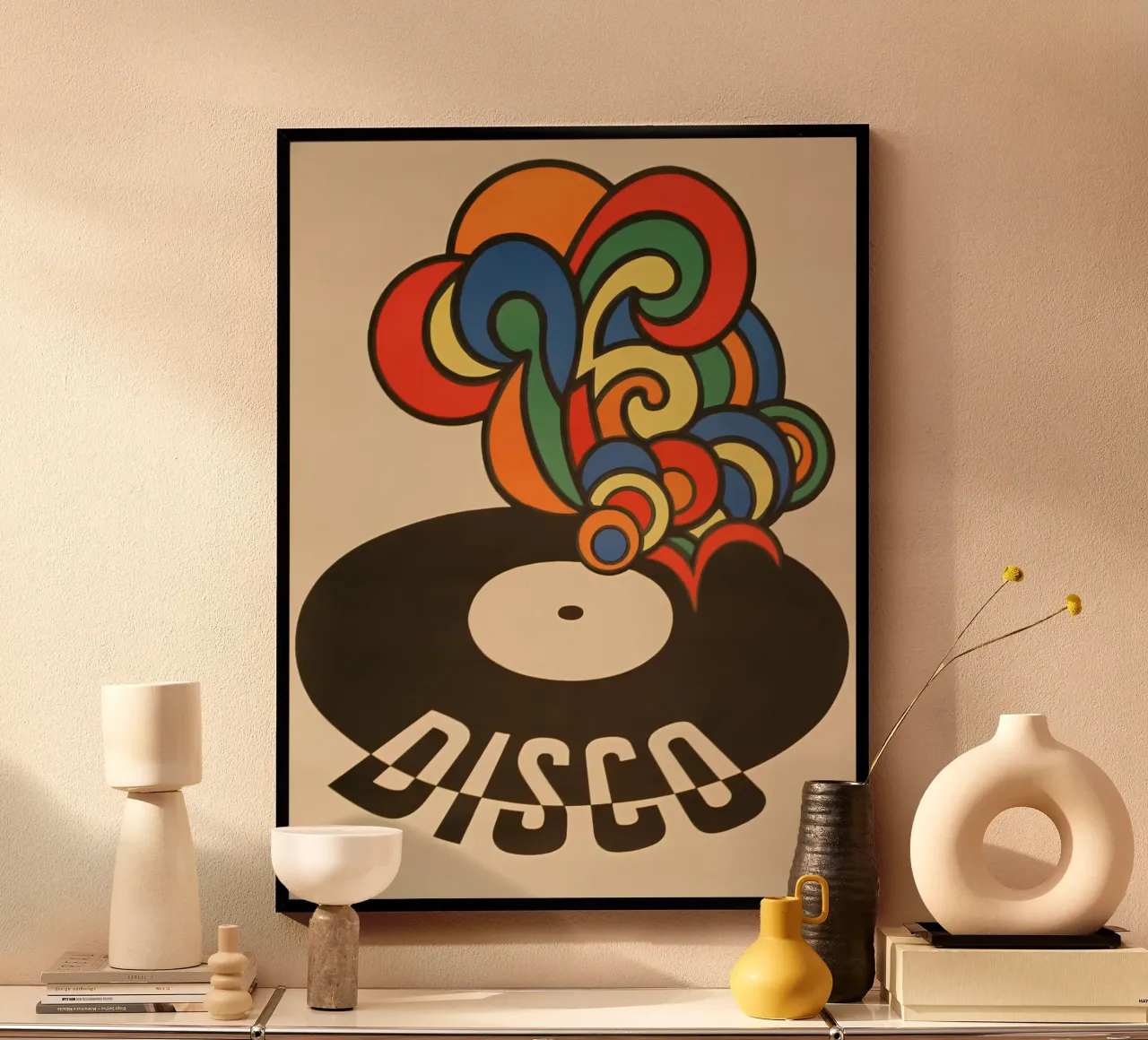 "Delizie in vinile" Pop Art astratta retrò degli anni '70, funky carta hahnemühle da NorwesClub