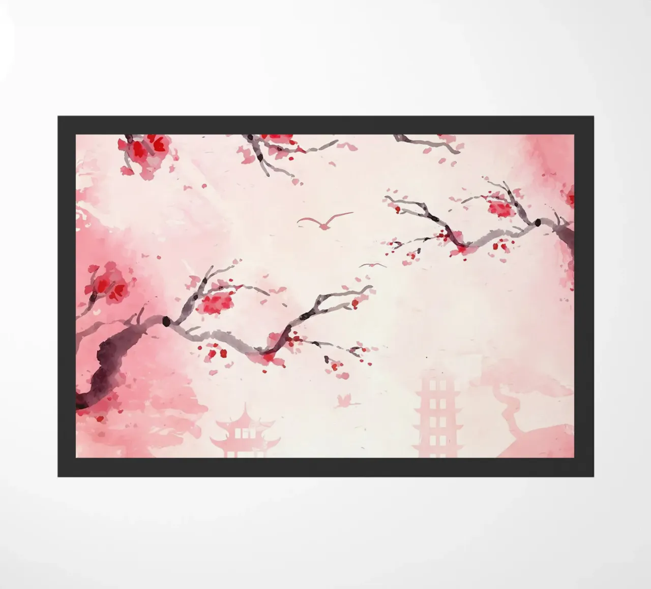 fiori di ciliegio rami uccelli pagoda zerbino da Janine P McGuire