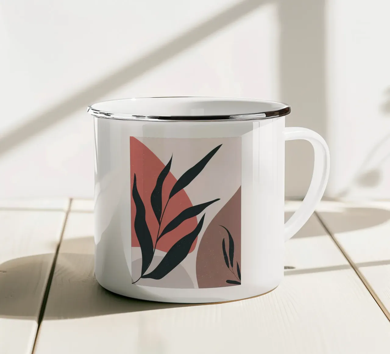 foglie botanica fogliame natura tazza in smalto da Janine P McGuire