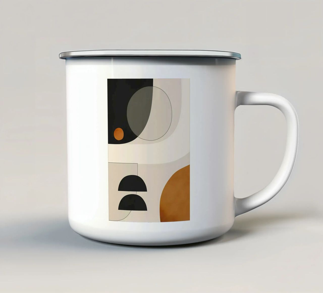 forme geometriche cerchi semicerchi tazza in smalto da Janine P McGuire