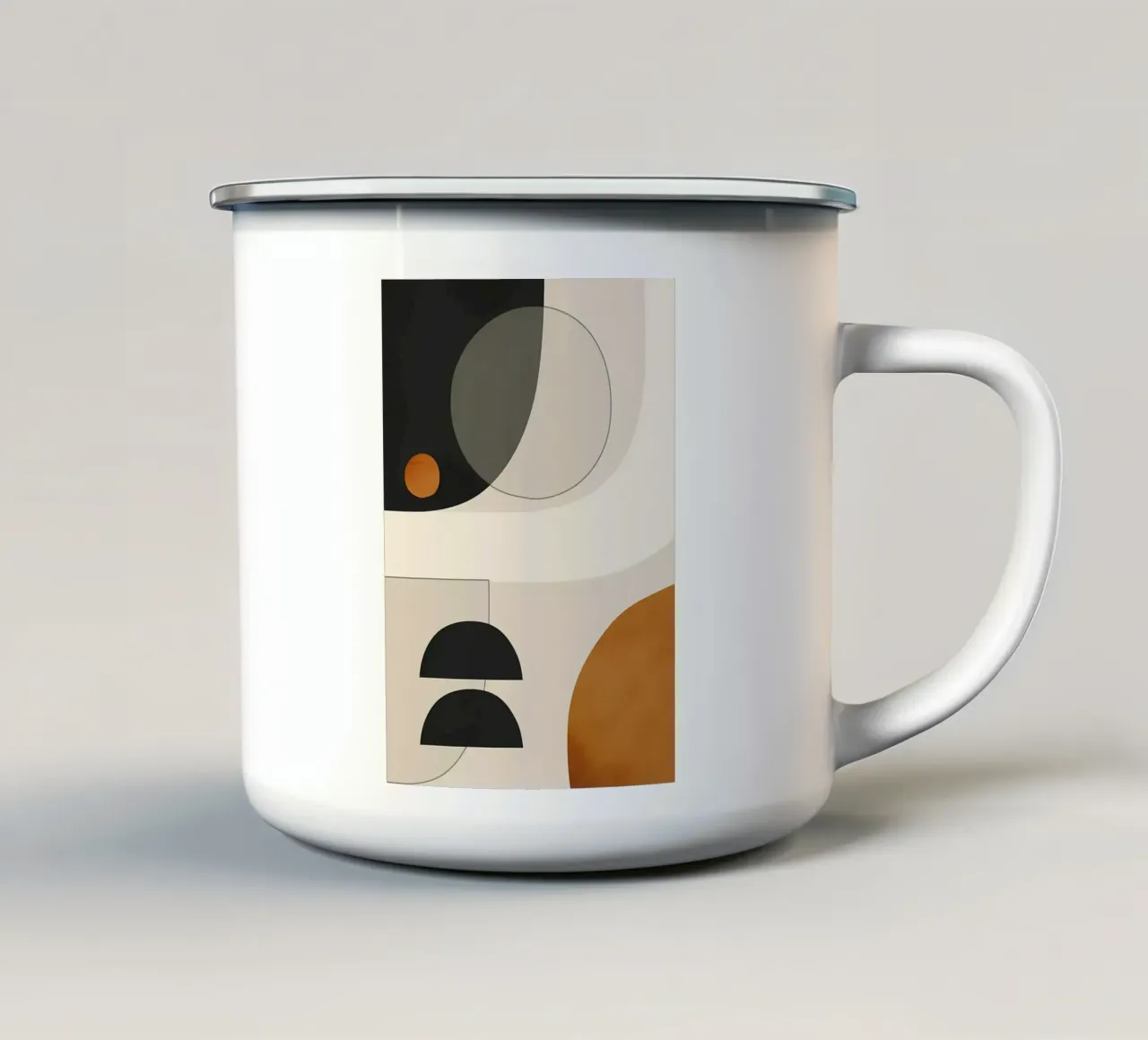 formas geométricas semicírculos círculos taza de esmalte de Janine P McGuire