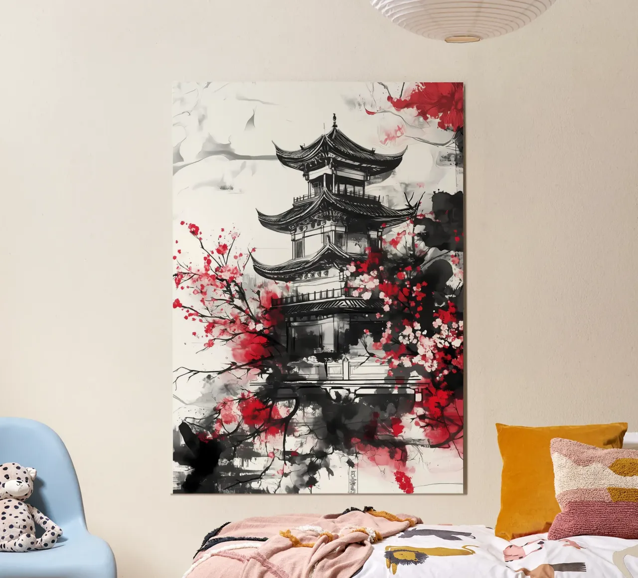 pagode fleurs de cerisier architecture traditionnelle est asiatique b poster de Janine P McGuire