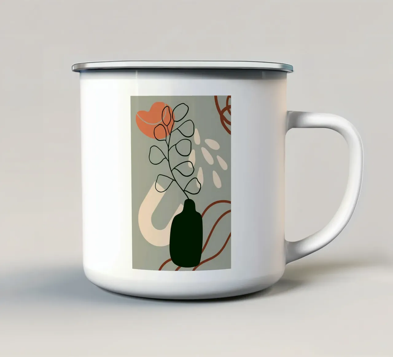 vaso foglie astratte stelo forme astratte tazza in smalto da Janine P McGuire