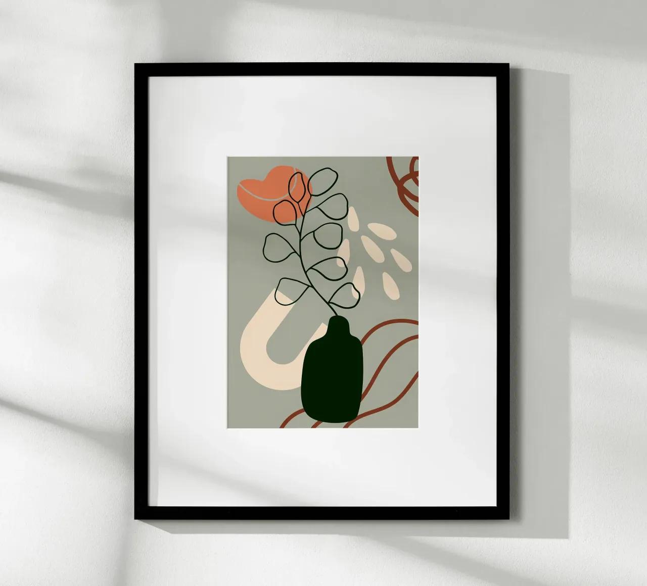 vase abstract leaves stem abstract shapes hahnemühle by Janine P McGuire