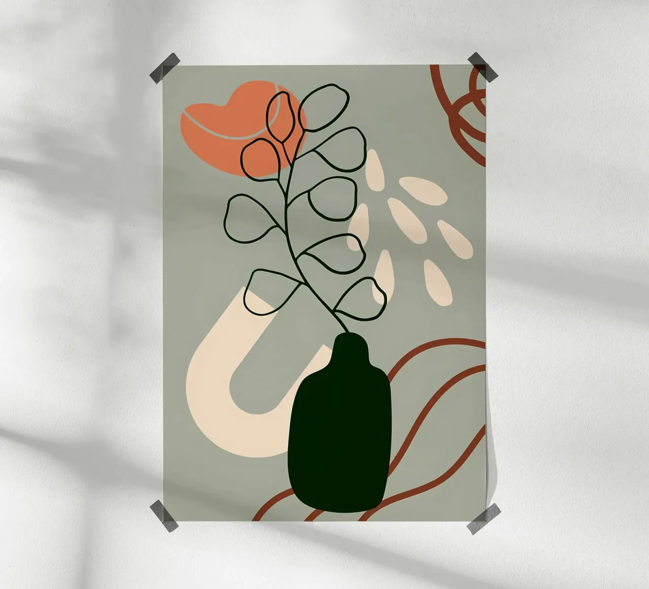 vase abstract leaves stem abstract shapes hahnemühle by Janine P McGuire