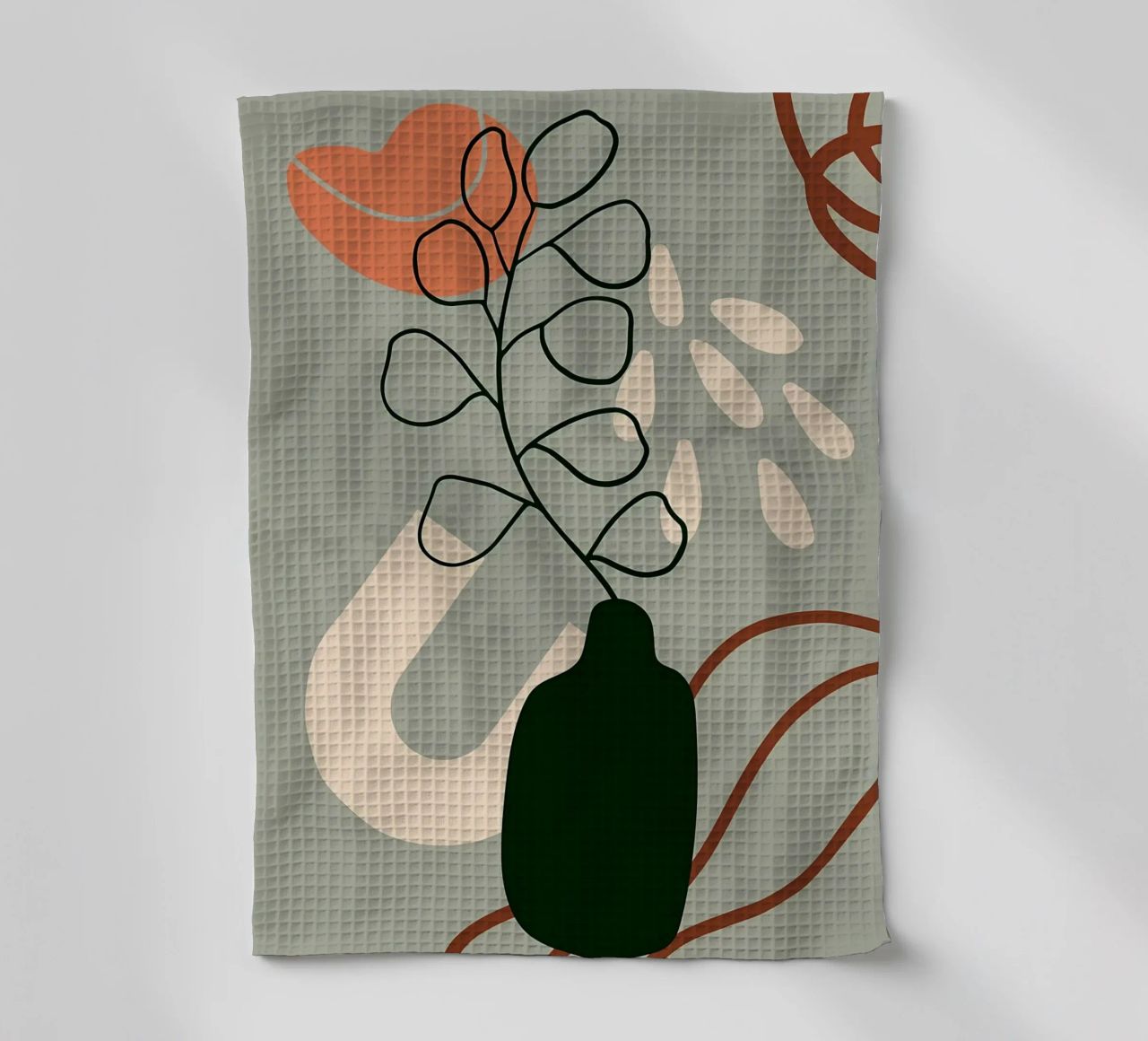 vaso foglie astratte stelo forme astratte canovaccio da cucina da Janine P McGuire
