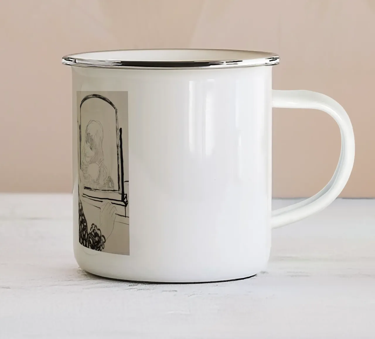 Ann kämmt ihr Haar 1979 Emaille Tasse von khanrosie