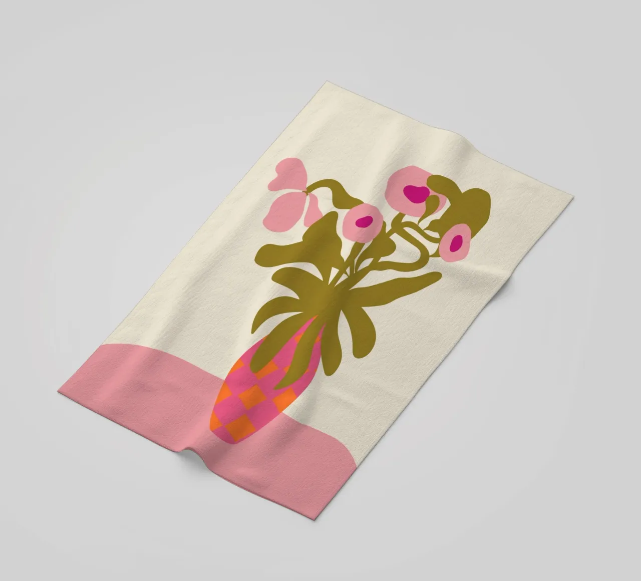 Lucila Perini Abstract Floral Still Life Pink Vase Art beach towel by NorwesClub